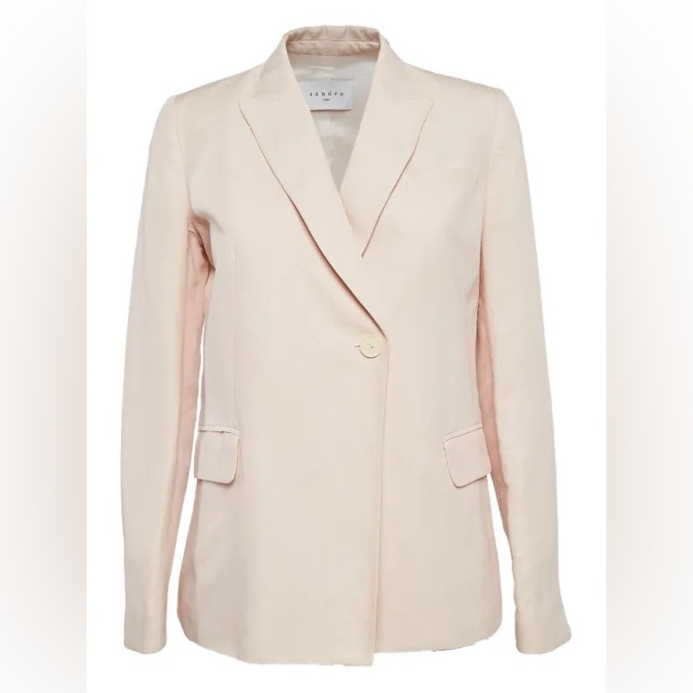 Sandro / Single Breasted Suit Blazer Light Pink Ramie Jacket 38 Xs